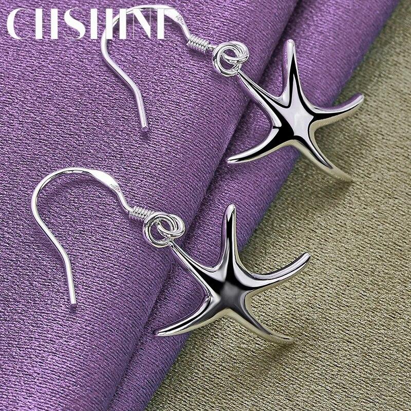 CHSHINE Náušnice z mincovního stříbra 925 ve tvaru hvězdy pro ženy Svatba Zásnuby Módní Šarm Šperky