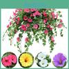 Stunningly Realistic Hanging Basket Of Fake Silk Morning Glory Flower Vine For Home Decor