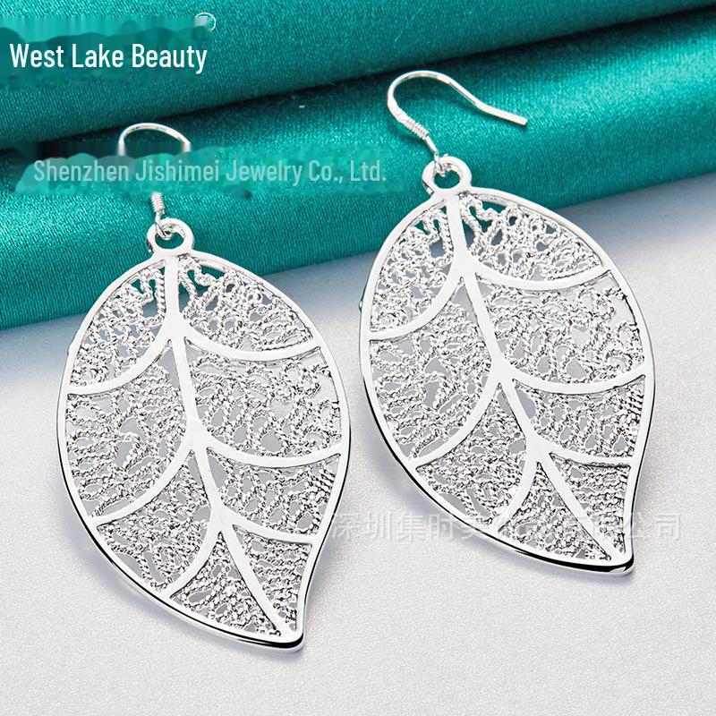 

West Lake Silver Long Leaf Earrings for Women