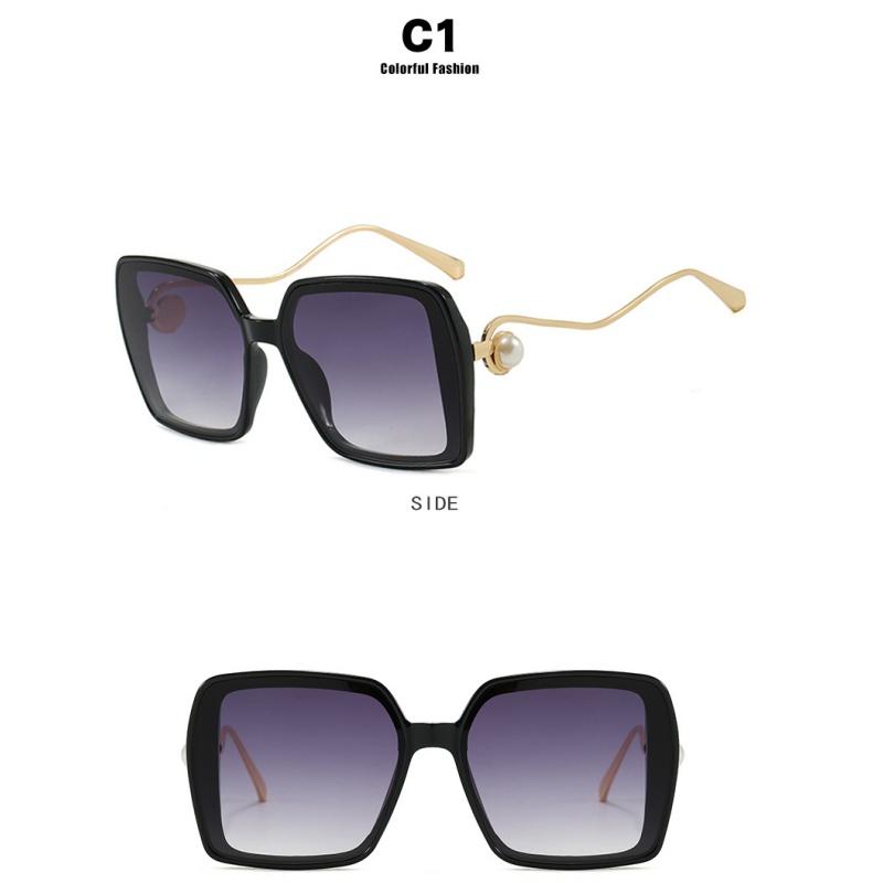 Women's Sunglasses, Fashionable Square Large-frame Sunglasses, Pearl-decorated Sunglasses.