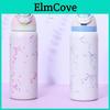 Ribbon Bow Pattern Print Stainless Steel Travel Insulated Water Bottle With Leakproof Lid For Office And Commute