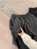 Korean Polka Dot Woolen A-Line Mini Skirt with Elastic Waist for Petite Women