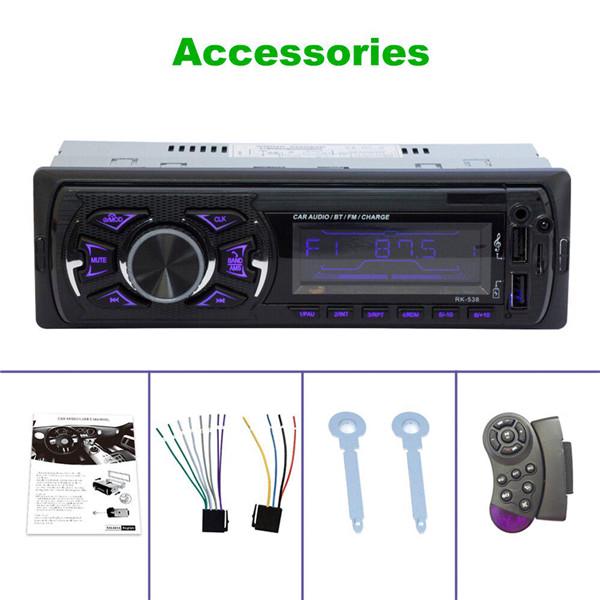 Car MP3 Player FM Radio 3 Inch Large LED Segment Displays AUX Input USB Fast Charging Function DC 12V With Wireless Steering Wheel Remote Control