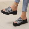 Fashion Leopard Print Women's Shoes Wedge Slippers Square Toe 2025 Summer New Fashion Platform Outdoor Beach Slippers Sandalias De Mujer