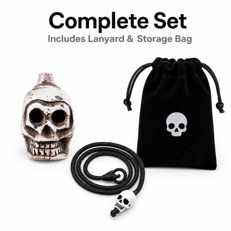 Skull Whistle Mini Ceramic Sound Toy Retro Skull Ornament Prop Pocket Size Toy for Halloween Travel Use