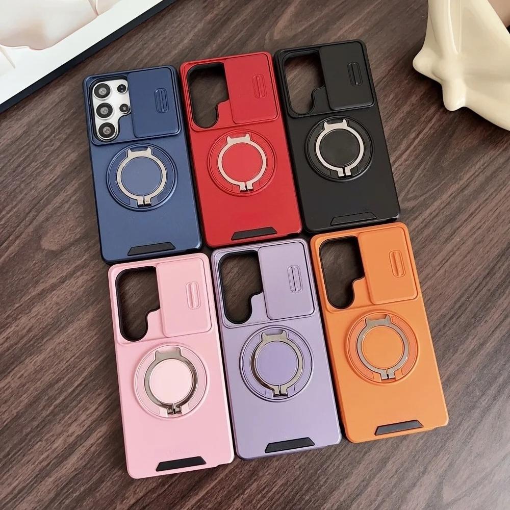 Military Armor Slide Camera Protection Magnetic Bracket Case For Samsung S26 S25 FE S24 S23 S25 Ultra S22 Plus S21 A56 A36 Cover