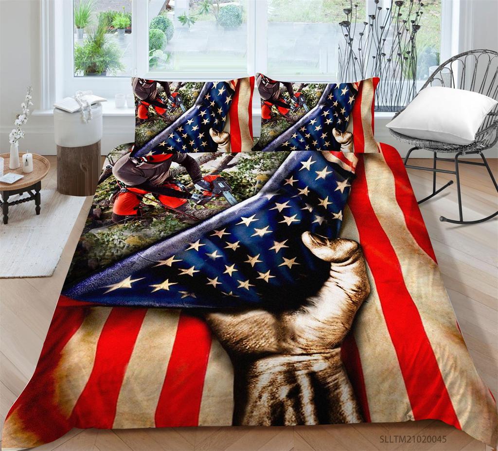 Luxus-Home-Bettwäsche-Set, Flaggen-Druck, Bettbezug, Kissenbezug, Home-Bettwäsche-Set, AU/EU/US, volle Größe, Einzel-/Doppelbett, Wohnmöbel