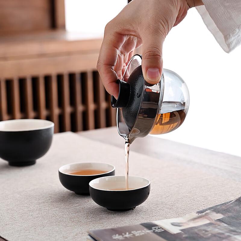 Portable Ceramic and Glass Travel Tea Set