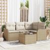 Garden Sofa Set 5 Pcs Beige Poly Rattan