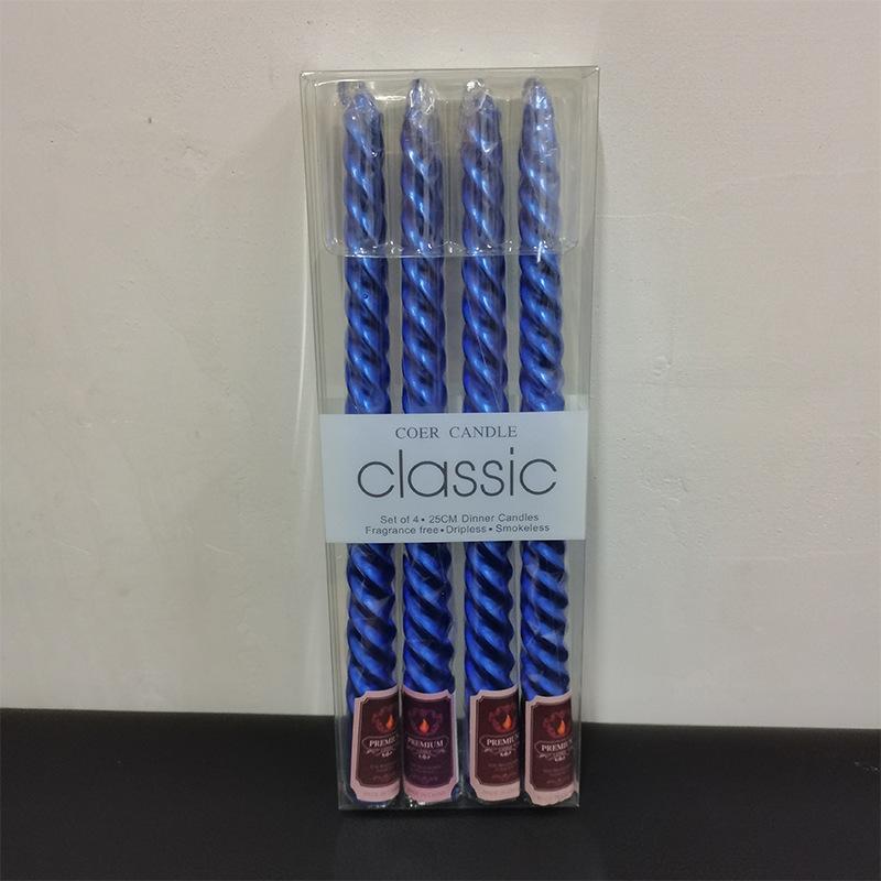 4pcs/box Restaurant Electroplated Thread Candle Long Stem Candle Romantic Wedding Decoration Candle Holder