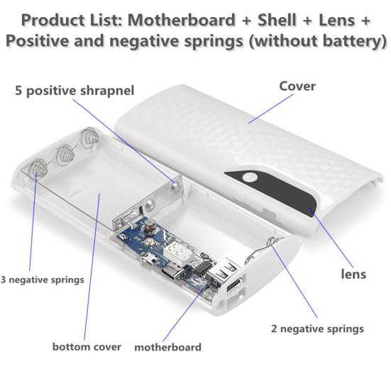 Phone Power Bank Interface 5-section 18650 Welding-free Type-C/Micro Mobile Battery Charger Box Phone