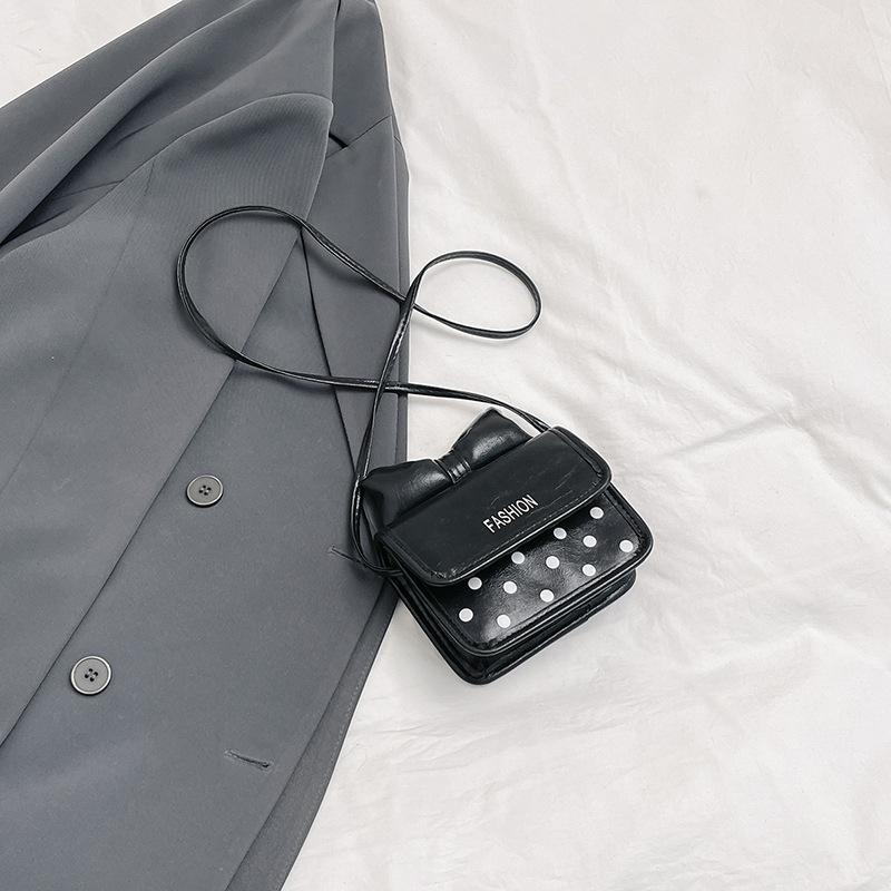 

Сегодняшняя популярная сумка-бант, изысканная мини-квадратная сумка с принтом в горошек, модная и красивая сумка через плечо чёрный