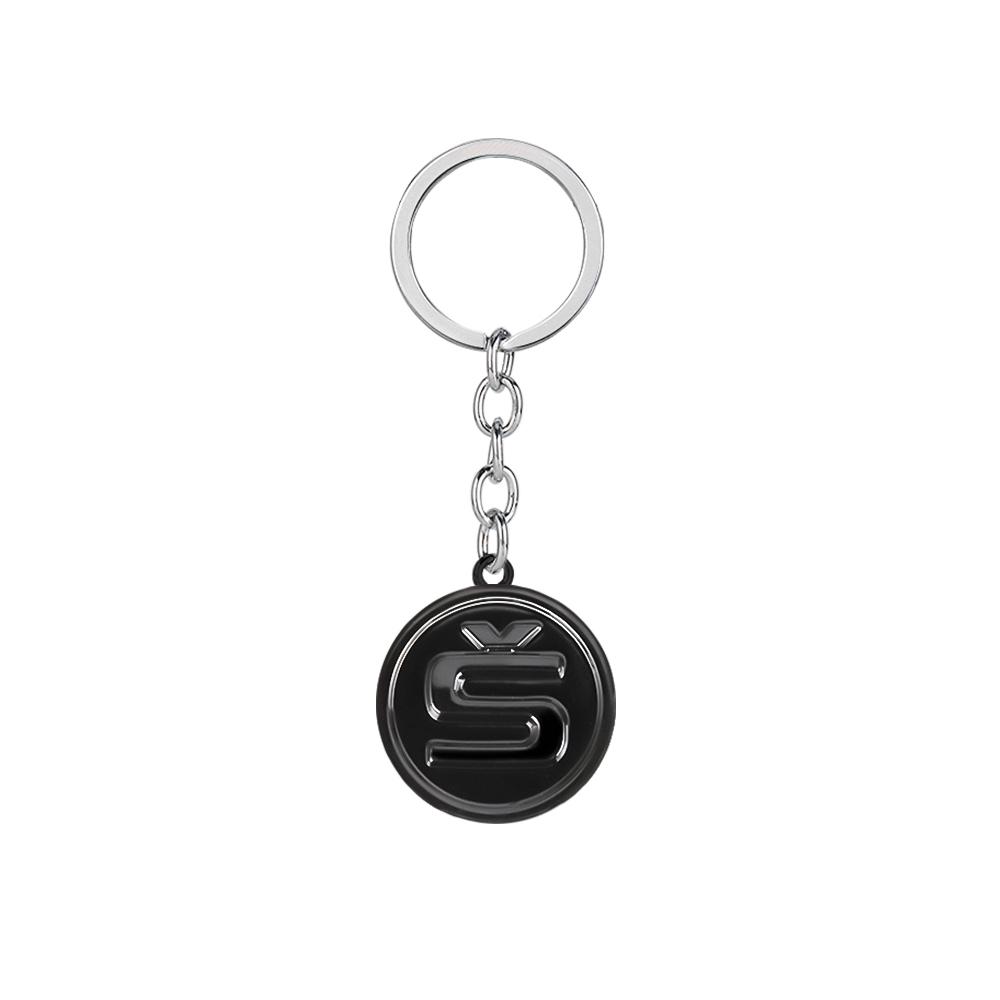 WOHE7 Car Logo Keychain Key Ring Chain Pendant Gifts For Skoda Octavia Kodiaq Fabia Karoq Superb Rapid Felicia RS Hubcap Accessories