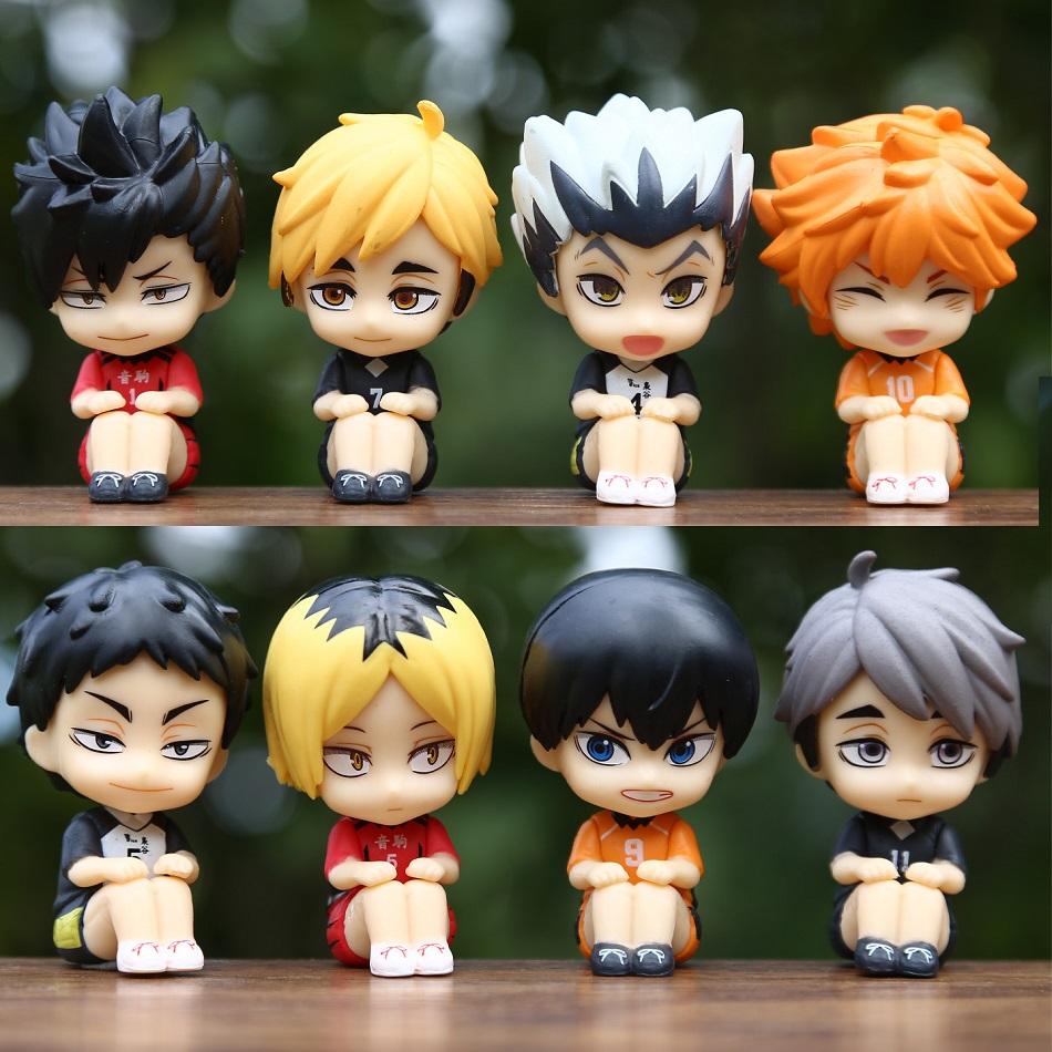 Q Version Haikyuu!! Hinata Sugawara Koushi Mini Figure Anime Periphery Kawaii Sitting Toys Desktop Car Ornaments Model Perfect Gifts