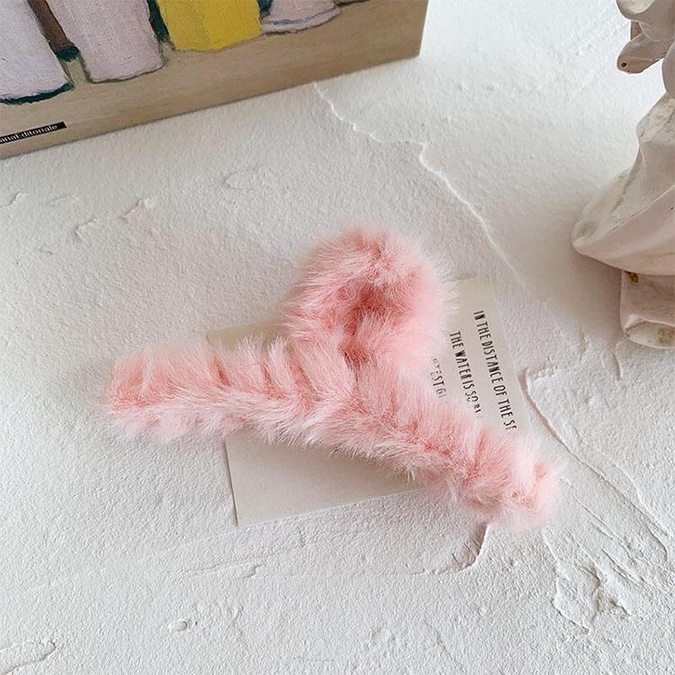 Winter New Style Large Plush Catch Clip Korean Shark Hairpin Hairpin Wedding Hair Jewelry Available розовый