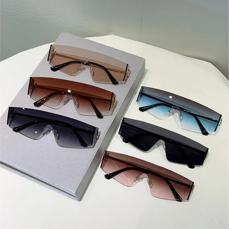 KAMMPT Rimless Sunglasses Men Women Fashion Monoblock Gradient Shades Trendy Brand Design Outdoor Sun Glasses