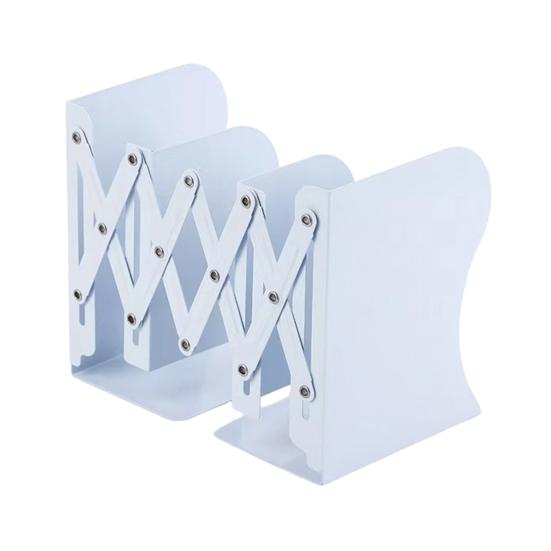 Retractable Bookend Adjustable Desk Book Holder with Non-Slip Base Metal Bracket for Office Home Study синий
