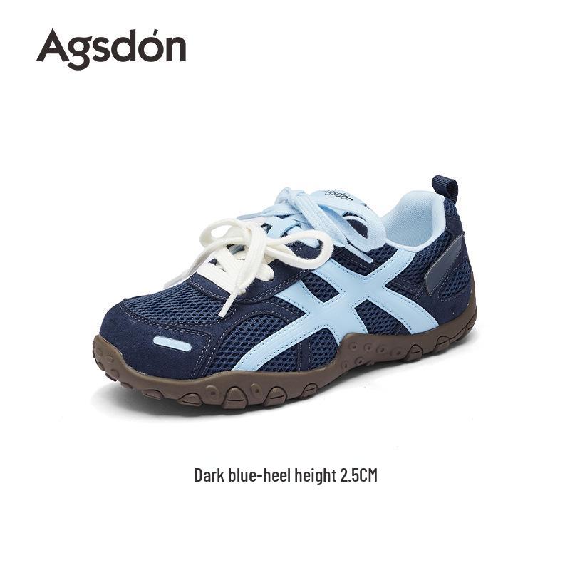 Augusdeng Damen Retro Blau Dicksohlige Weiche Trainingsschuhe 2025 - Herbst/Winter Kollektion.