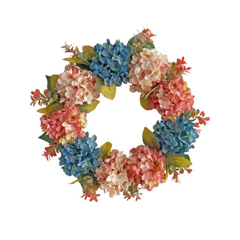 2023 Blue Pink Hydrangea Flower Wreath Festival Wreath Window Door Hanging Decorative Photography Props