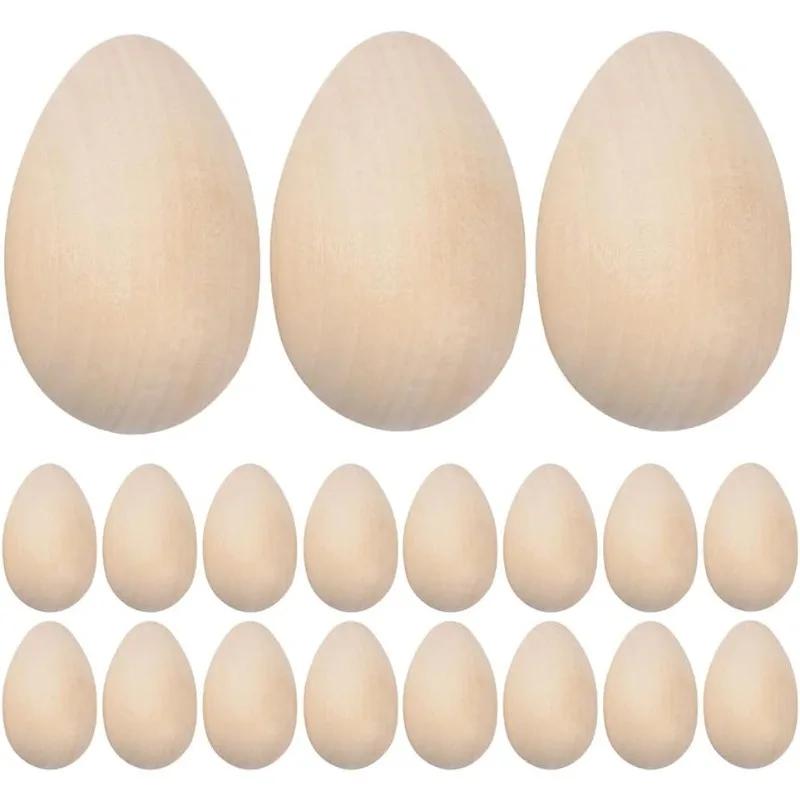 Realistic Wooden Easter Eggs DIY Graffiti Simulated Egg Handmade Holiday Decor Craft for Home Festival Design
