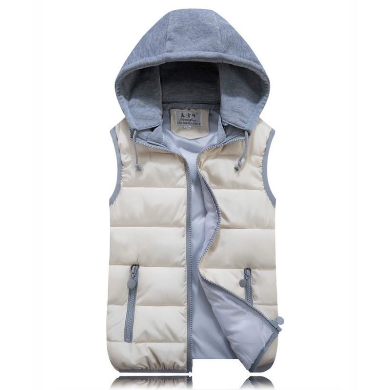 WoMale Jacket Down Cotton Cardigan Vest Large Size Hooded Fashion Solid Color Cotton Tops