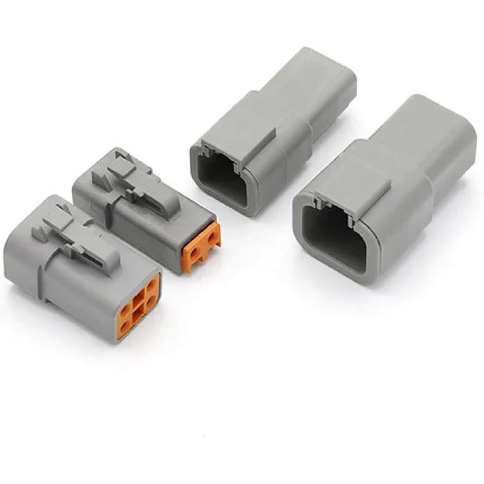 DTP 4 Pin Gray Male Female Waterproof Electrical Auto Connectors Plug DTP06-4S DTP04-4P(Color:4P Whole Set)