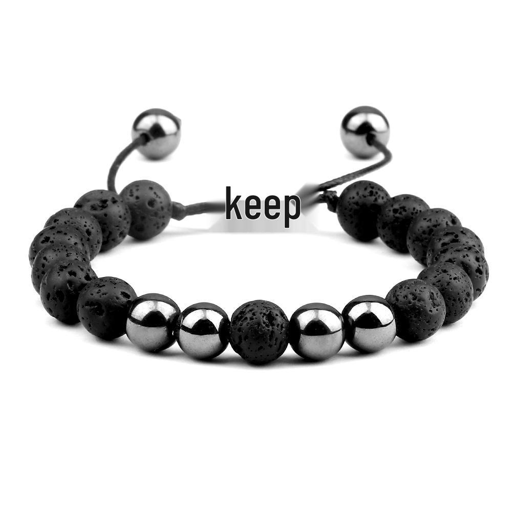 Creative Interval Tiger Eye Lava Stone Stretchable Beaded Bracelet