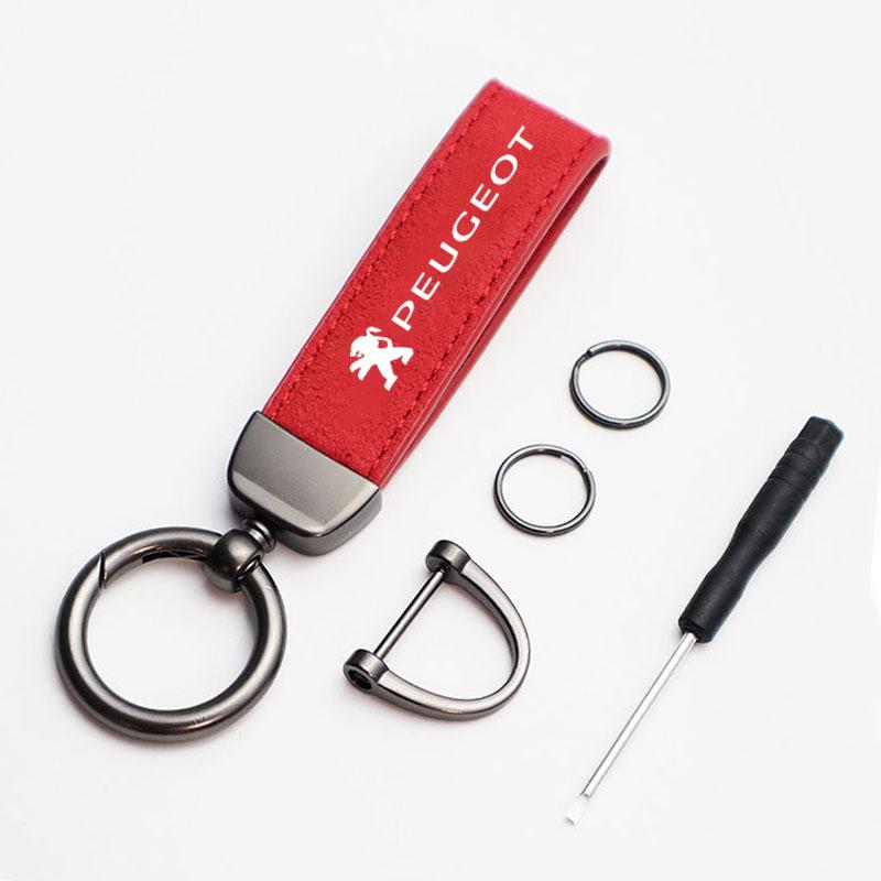 2026 Adesivo per Auto Caldo Pelle Lega Metallica Styling Auto Portachiavi Portachiavi Portachiavi per Logo Peugeot 108 406 407 408 206 207 208