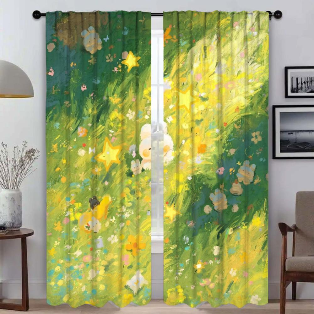 Spring Rabbit Halloween Decoration Blackout Curtain for Room 2 Panel Curtains for Bedroom Partition Shades Living Kitchen Camera