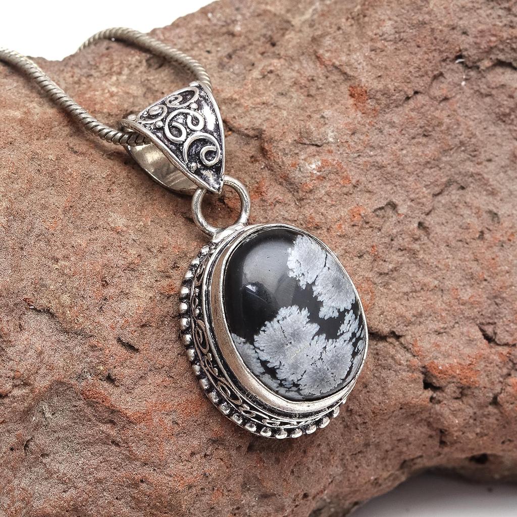 Schneeflocke-Edelstein, Unisex-Geschenk für Damen, Silberschmuck-Anhänger, 3,8 cm