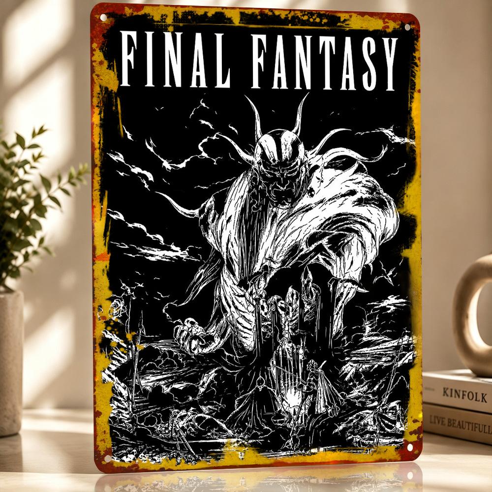 Final Fantasy Dark Fantasy Art D Printed Texture Poster Personalized Wall Art Retro Metal Tin Signs for Room Ornaments Decor