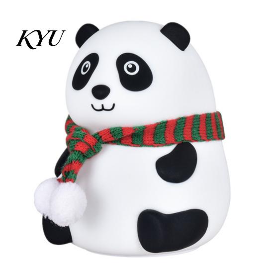 Color Changing Touch Light Silicone Panda LED Night Light, Rechargeable Cartoon Bedside Lamp with 7 Festive Holiday Present Colors, Soft Desk for Kids