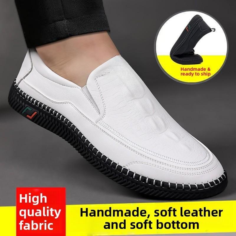 Summer Slip-On Soft Bottom Driving Bean Bean Shoes Fashionable Breathable White Shoes Comfortable Rubber Sole Casual Style