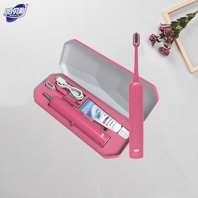 Happily Rechargeable Adult Smart Toothbrush with Soft Bristles Private Label Custom Soft Electric Teeth Cleaning Brush