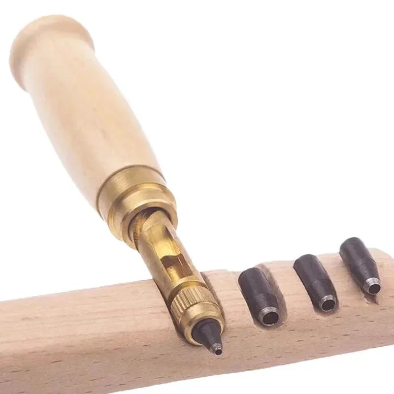 New DIY Leather Punch Rotary Perforator 6-piece Belt Punch Automatic Belt Punch Replaceable Multi-head Belt Perforator