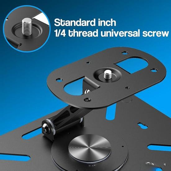 Aluminum Alloy Projector Stand 360-Degree Rotating Height Adjustable Heavy Duty 3-in-1 Projector Holder Desk Wall Ceiling Mount with 1/4-Inch Thread