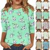 3/4 Sleeve Shirts For Women  Print Graphic Tees Blouses Casual Plus Size Basic Tops Pullover