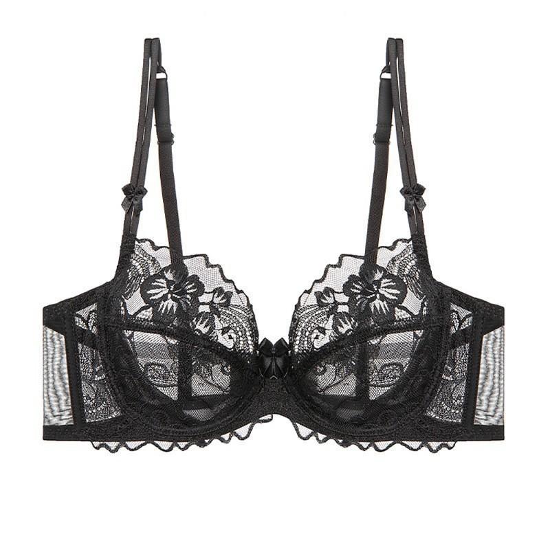 Womens French Lace Bra With Soft Underwire Thin Molded Cup Full Coverage Large Busts Breathable Supportive