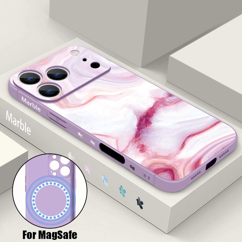 Luxury Sandstone Marble Pattern Case For iPhone 16 Pro Max Magnetic For Magsafe Soft Cover For iPhone 17 15 14 13 Pro Max 17E 16E