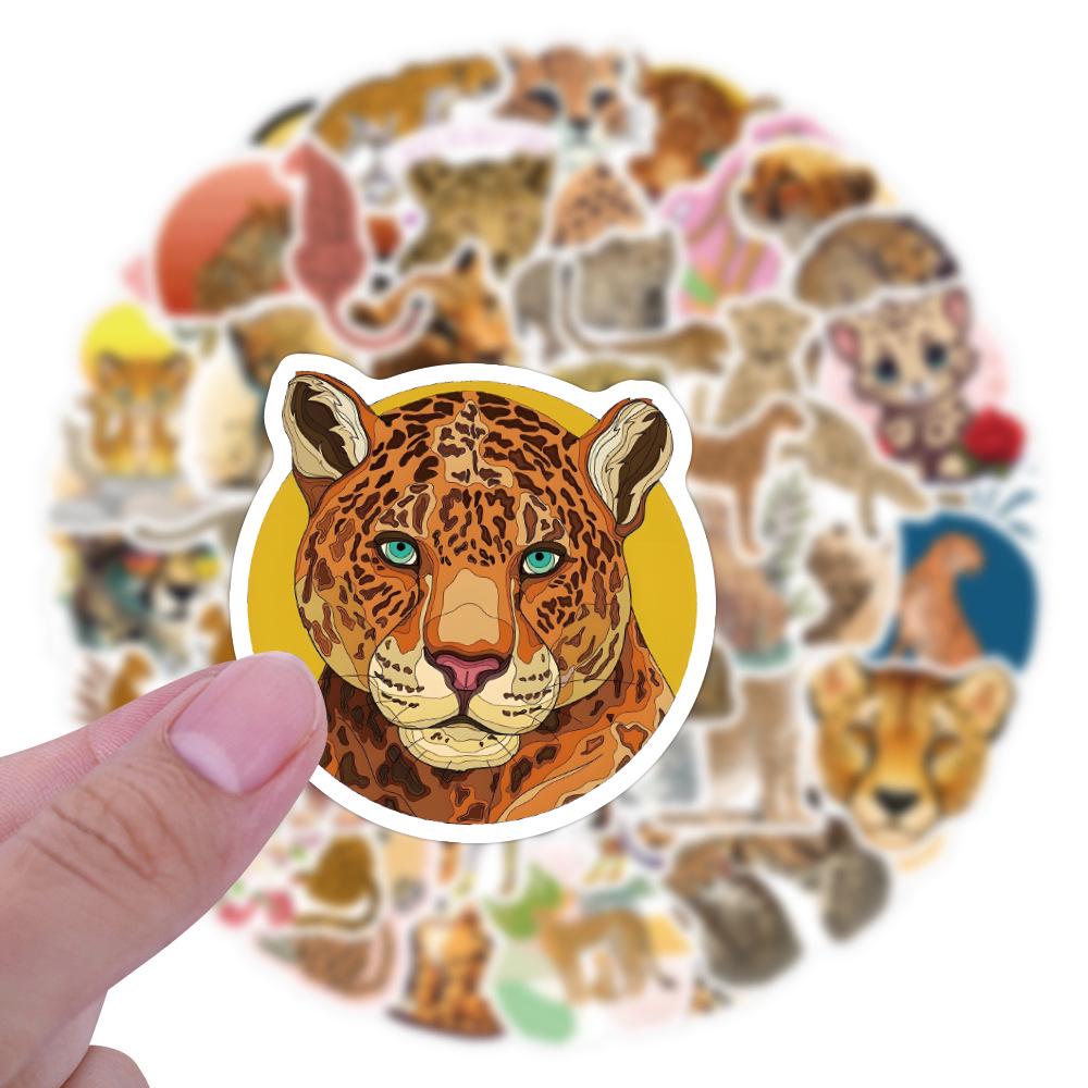 60 Cartoon Leopard Waterproof Stickers for Decoration and Stationery