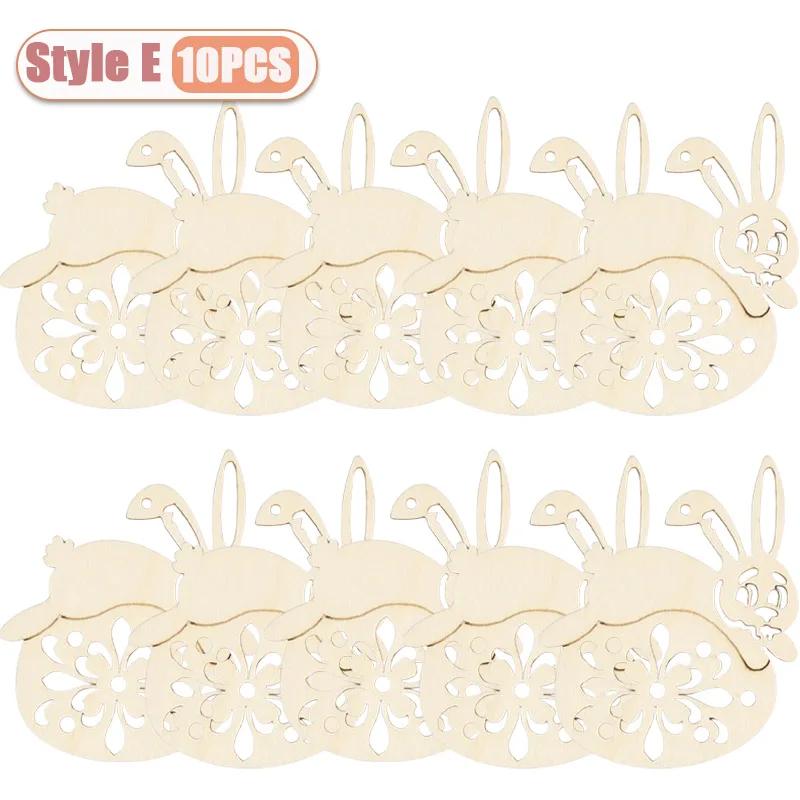 10-40PCS Easter Wooden Eggs with Hemp Rope Holiday Party Decorations DIY Craft Kits for Kids Home Wall Hanging Wooden Ornaments