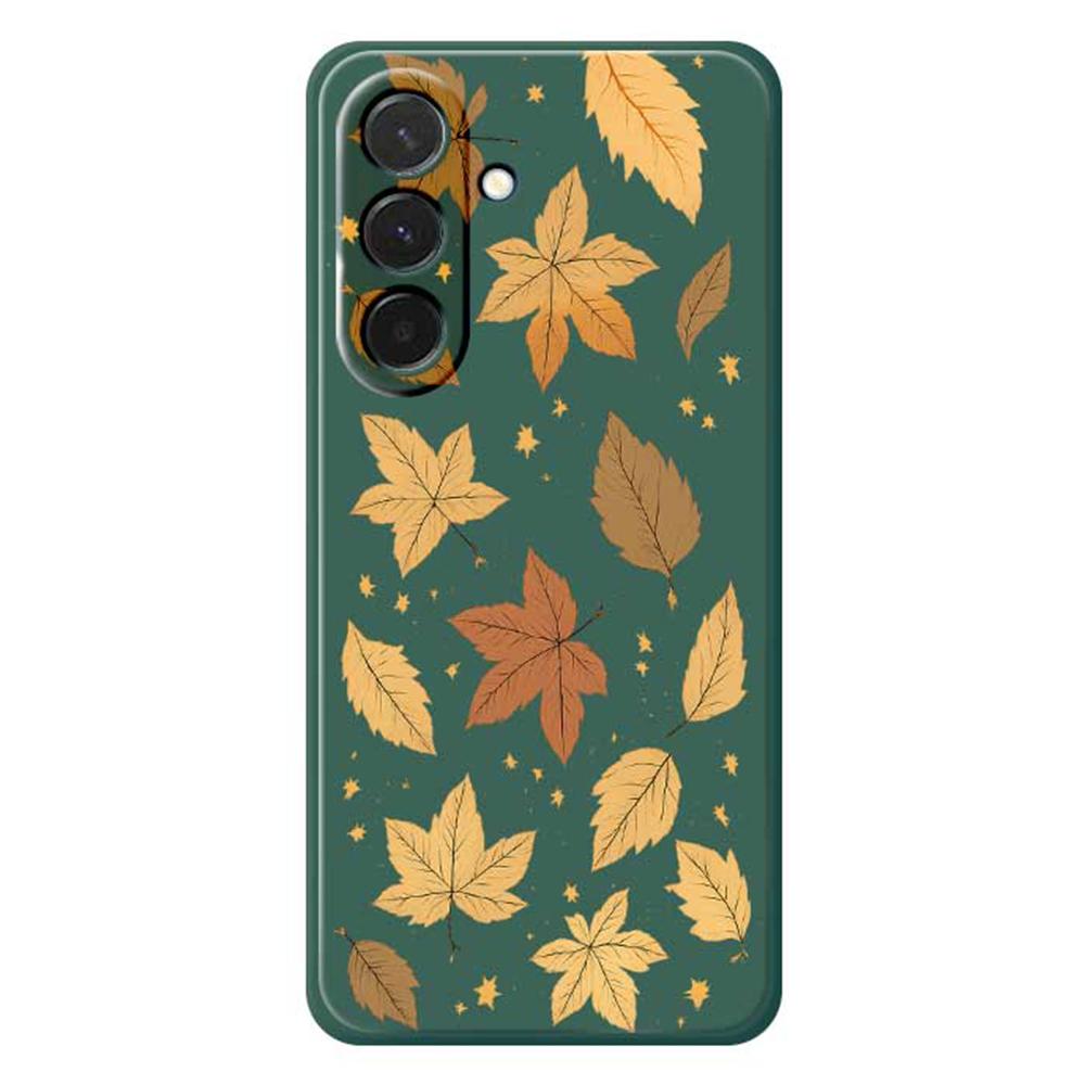 

For Samsung Galaxy A36 5G Case Maple Leaves Pattern Printing Straight Edge TPU Phone Back Cover Green