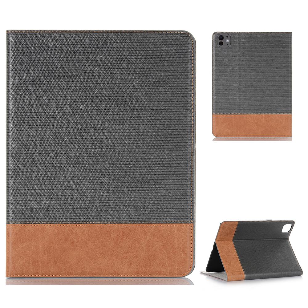For iPad Pro 11 (2024) Case Auto Wake/Sleep PU Leather Tablet Cover Cross Texture Splicing