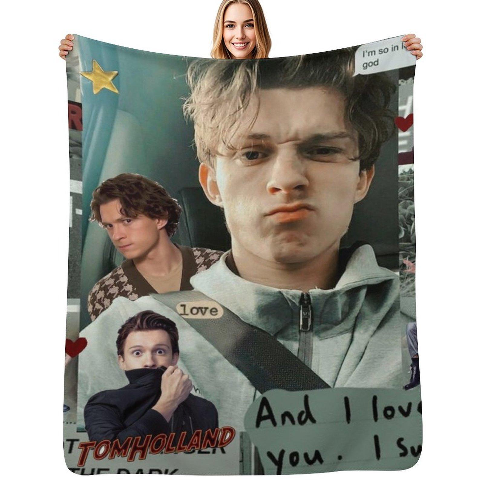 Creative Homewares Unisex White Tom Holland Collage Throw Blanket Ultra Plush Cozy Blanket For Napping Sleeping