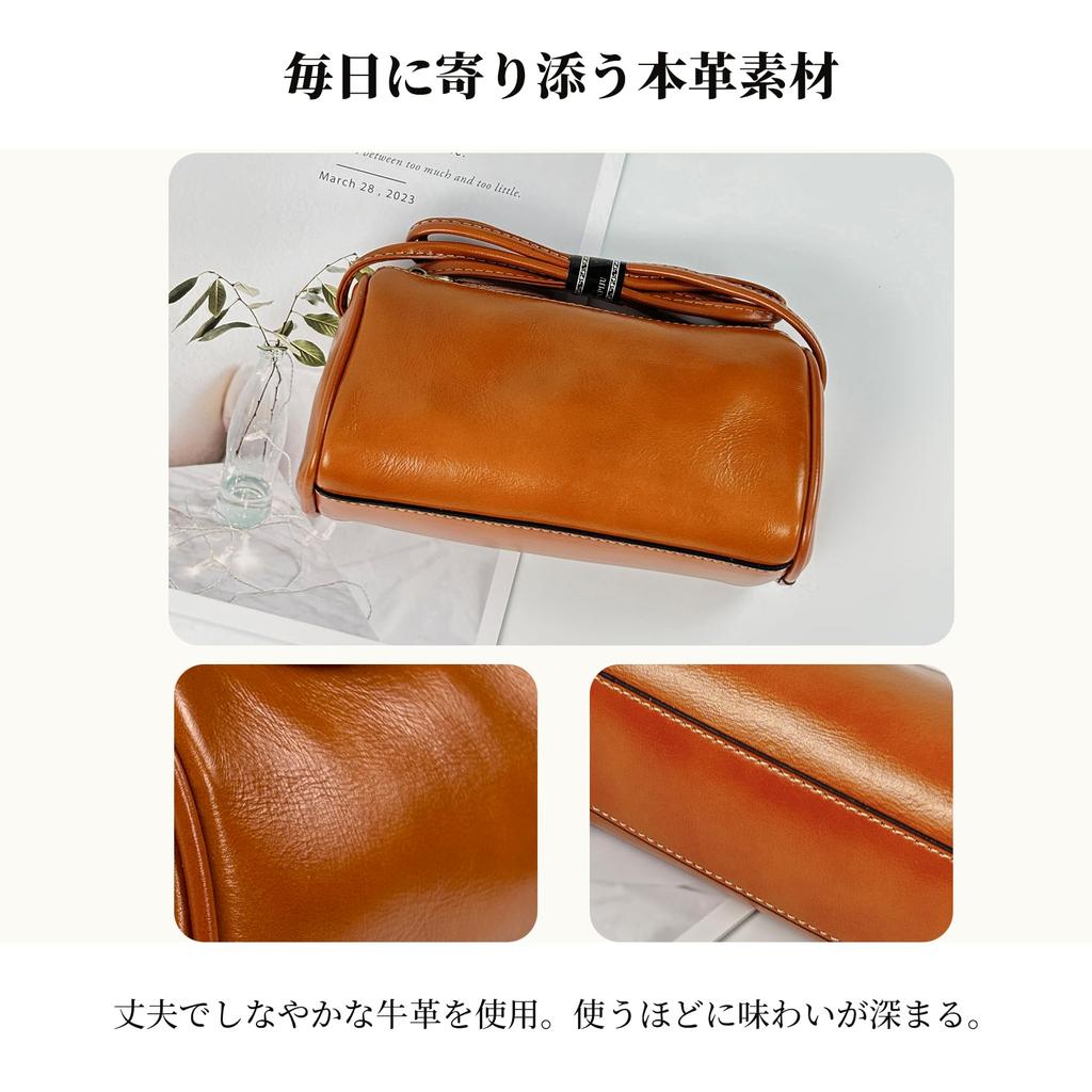 Kinatu Genuine Leather Shoulder Bag for Women, Small, Crossbody, Mini Bag, Stylish, Lightweight, Cowhide Leather, Simple Design, Cute and Stylish,