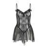 Plus Size Sheer Princess Nightgown - Sexy Fishnet Strappy Style for Small Chest