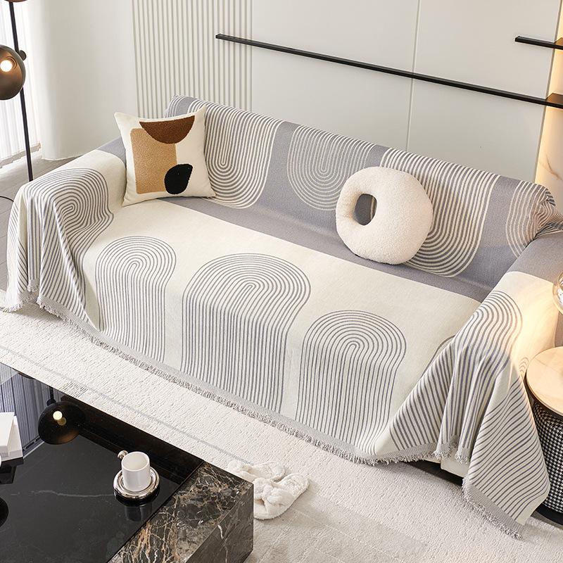 Chenille Line Design Sofa Towel Full Cover Cloth Nordic Simple Thickening Sofa Cushion Cover All-Inclusive Universal Cover