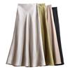 Champagne Satin Fishtail High-End Silk Skirt for Women - Summer 2025