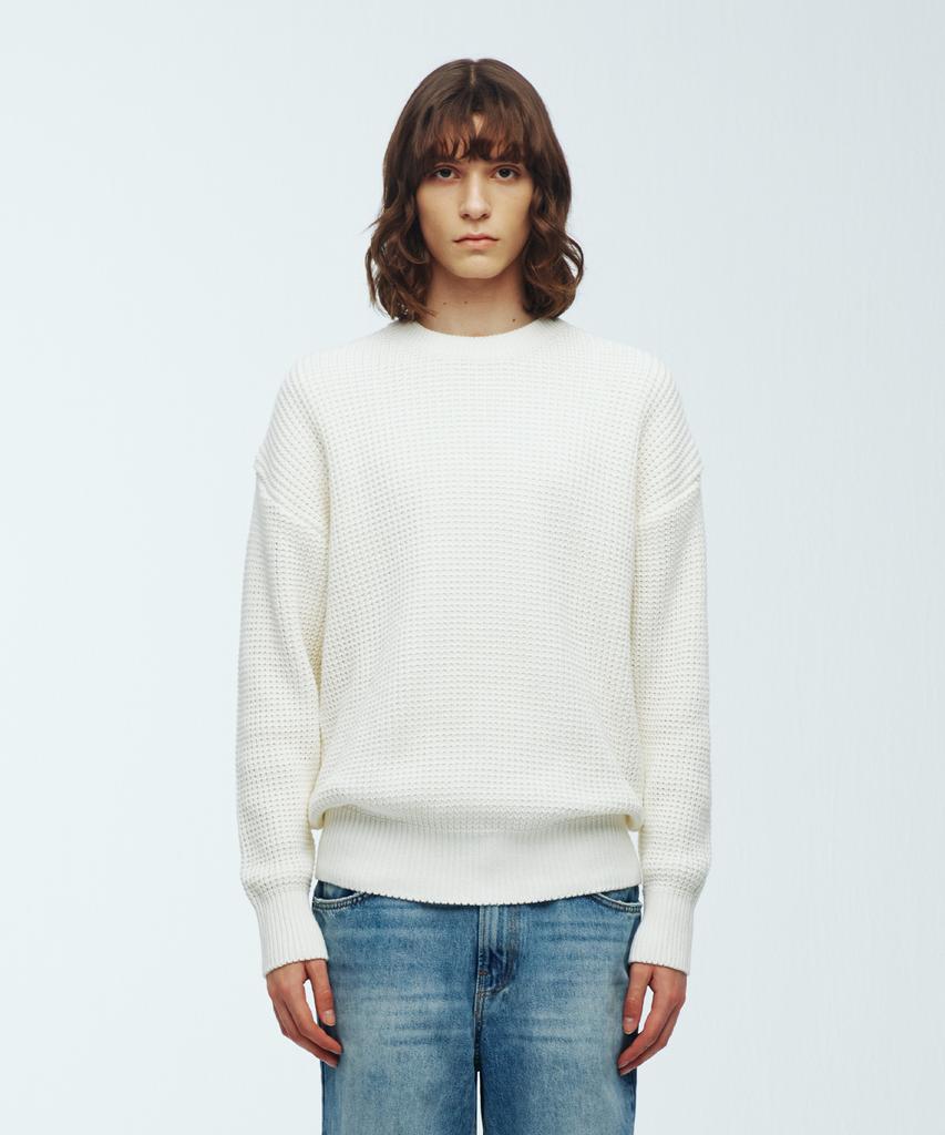 KNITTED Heavy Waffle Round Knit Ivory