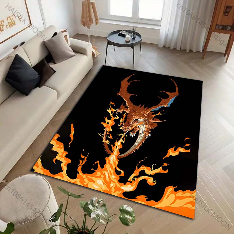 Japanese Anime Pokémon Charizard Printing Carpet for Living Room Bedroom Kid's Room Home Decor Area Rug Sofa Cloakroom Play Mat